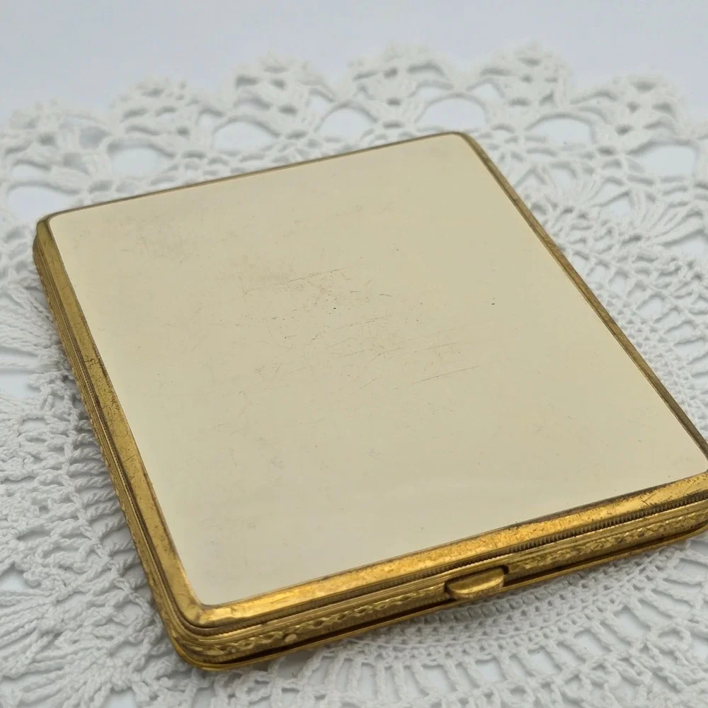 Vintage Art Deco Enamel Compact Cigarette Case Bliss Brothers machine turned